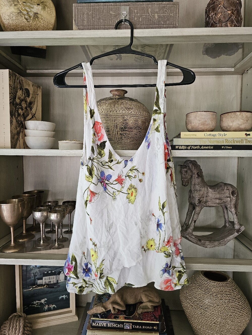 Free People Ivory Comb layered tank top with wildflowers - Picture 3 of 8